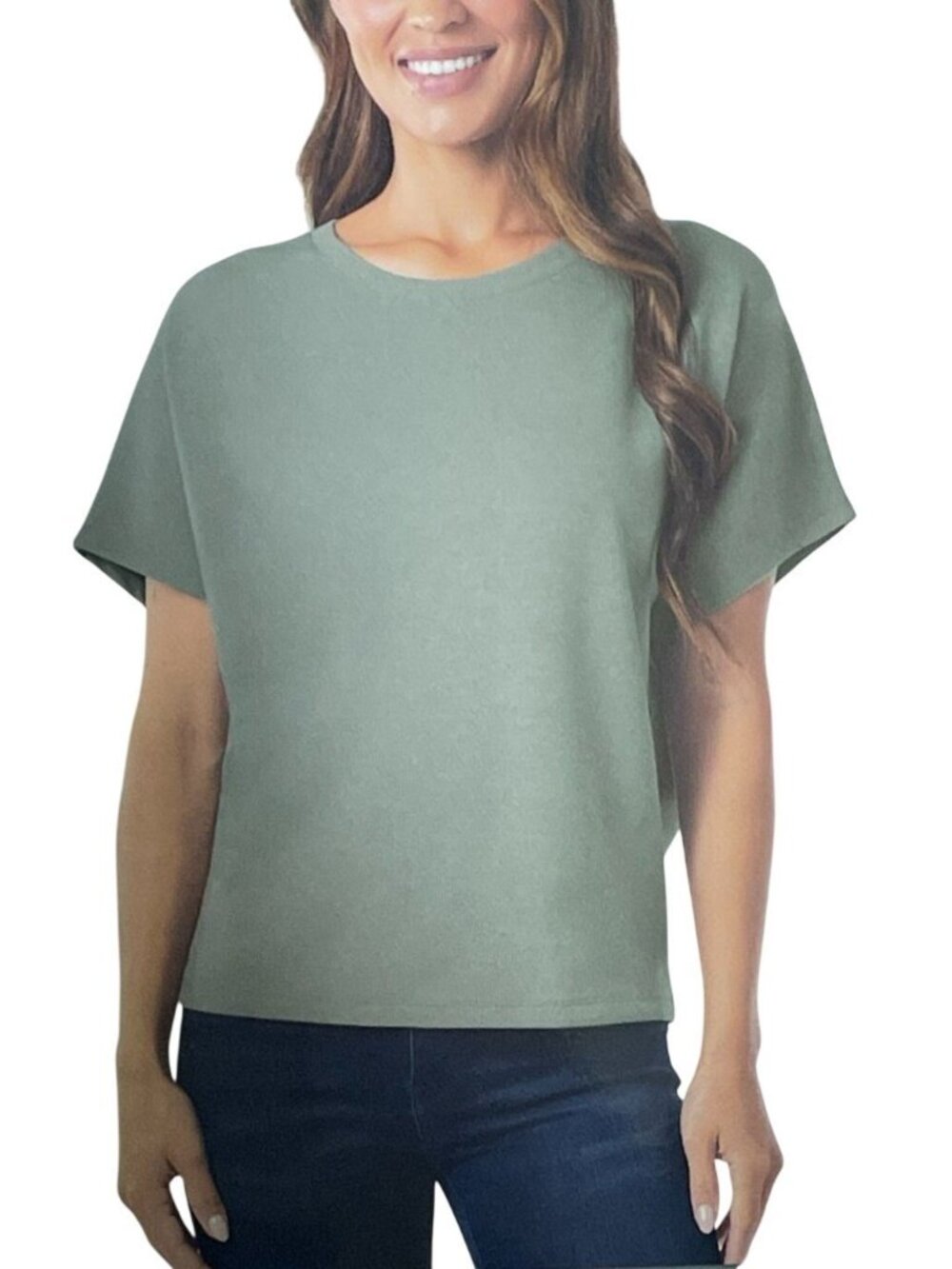 NWOT 32 Degrees Cool Women's XL Relaxed Fit Short Sleeve Top Sage Green F1204